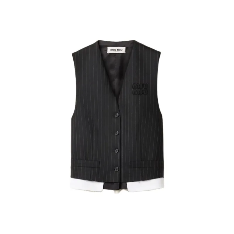 MIU MIU Pinstripe Vest 'Black'-0