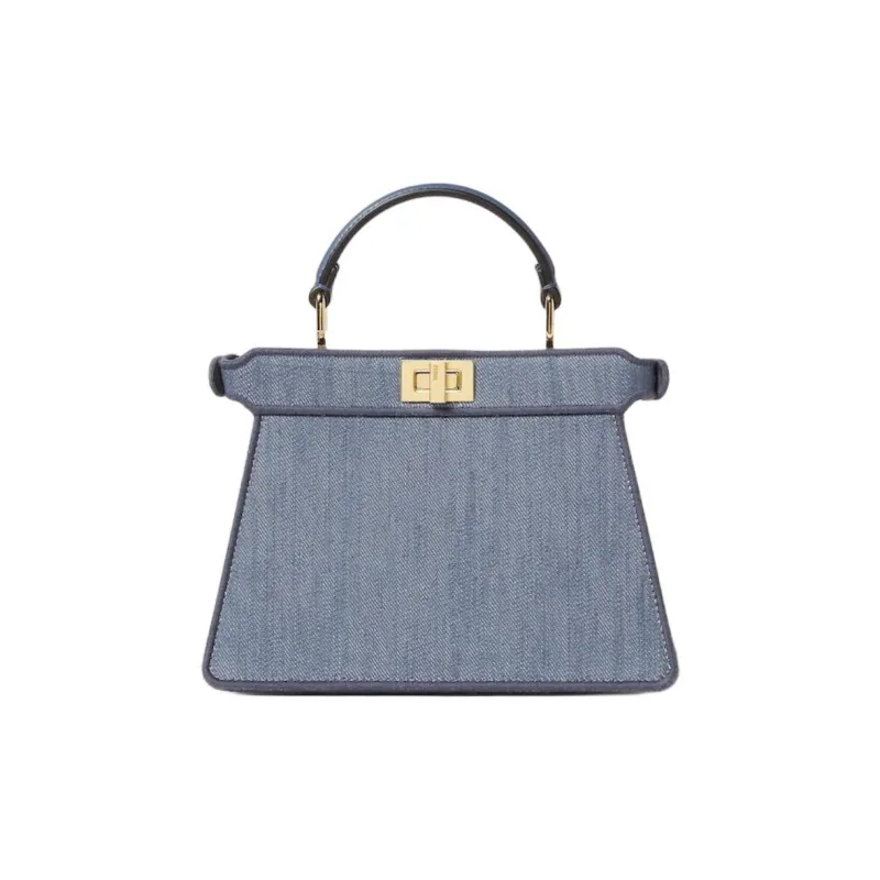 FENDI Peekaboo ISeeU Denim Shoulder Bag, Crossbody Bag, Handbag Trumpets Women's Blue-2