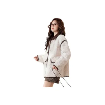 Tonlion Velvet feel Coat Women's Light Beige Apricot