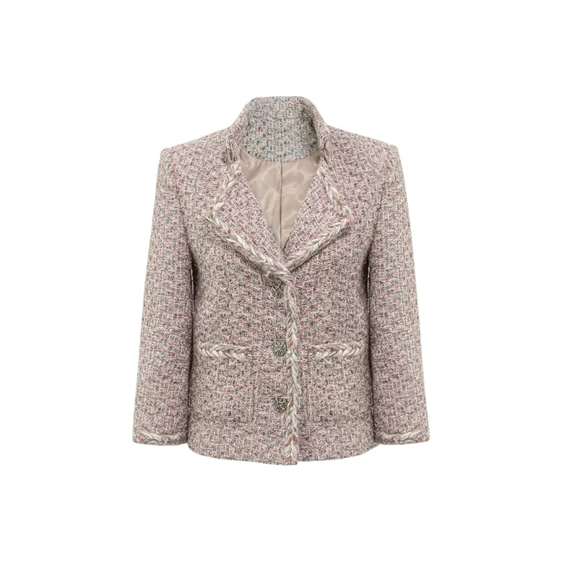 ZAOANFANFAN Cropped Coat Women's Pink-0