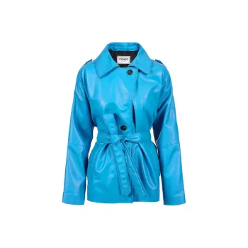 Iceberg SS25 Leather Jacket Women's Cobalt Blue