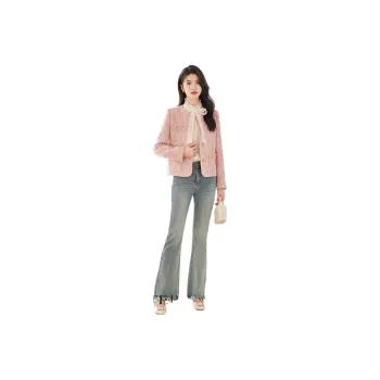 Like The Age Of Water Spring, Winter Velvet feel Coat Straight Women's Pink
