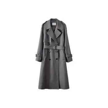 XIANGYING Trench Coat Women's Gray