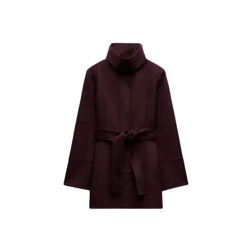 ZARA ZW Series Coats Women's Bordeaux