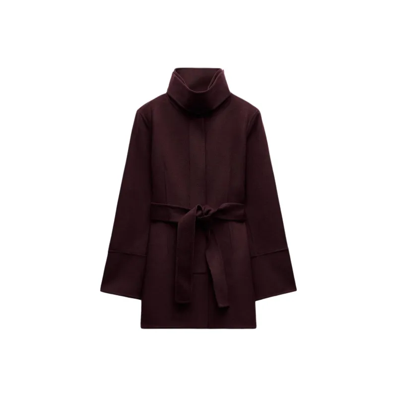 ZARA ZW Series Coats Women's Bordeaux-0