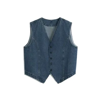 CDAYU Vests Women's Blue Women's Outerwear Fashion/Outerwear Vest/Women's Stylish Vest/Premium/Loose Fit/Elegant/Trendy/Attractive/Vest Loose Fit Effortless Style