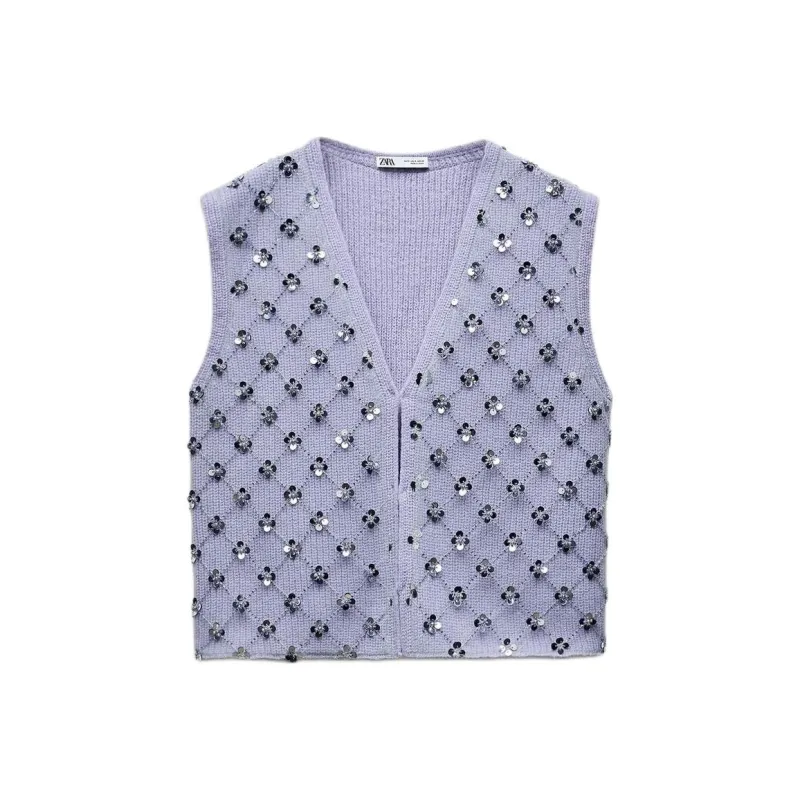 ZARA Vests Women's Light Purple-0