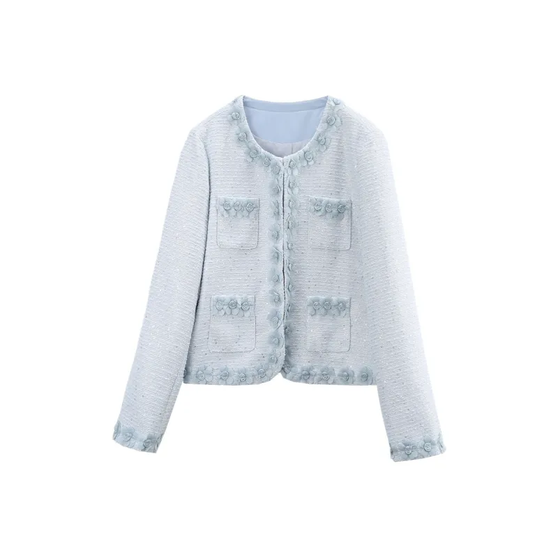 A Paradise For Awakening Cropped Coat Women's Blue-0