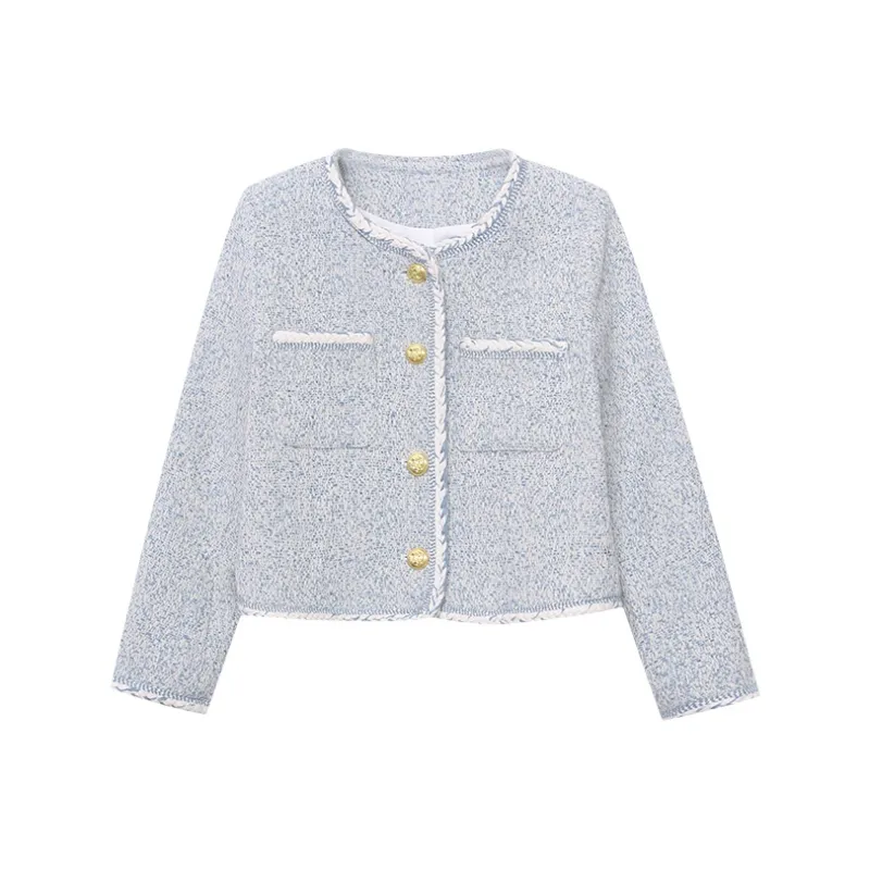 CHARM PICK Cropped Coat Women's Blue-0