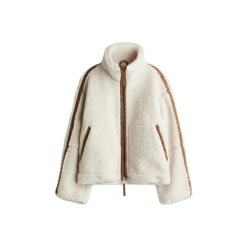 H&M Velvet feel Coat Women's Cream-0