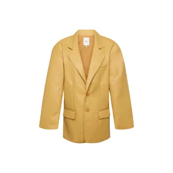 Khy Faux Leather Oversized Blazer Business Suit Women's HONEY