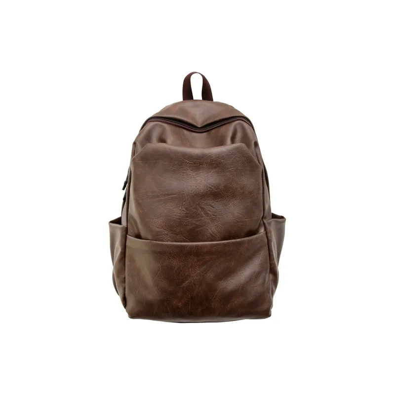 BRABOSTON PU Mesh Panel Backpack Regular Unisex Black/Brown-5
