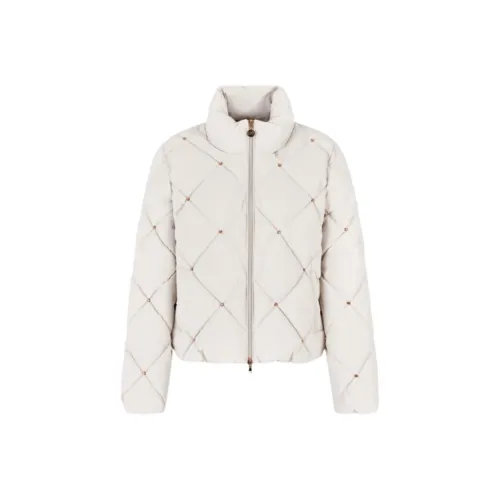EMPORIO ARMANI EA7 FW24 Puffer Jacket Women's Almond Milk White