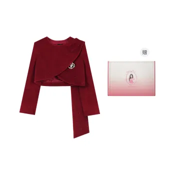 ANNIBUHUO Cropped Coats Women's Red