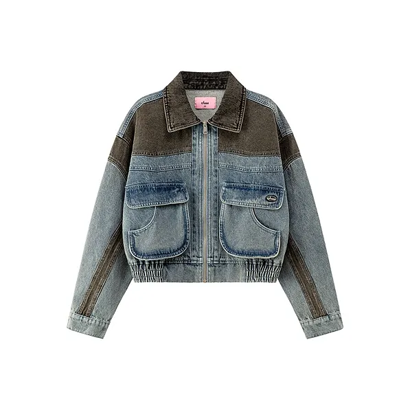 CHUU Cropped Coat Women's Dark Denim Blue-0