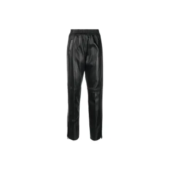 Golden Goose Leather Straight-Leg Cropped Trousers