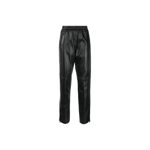 Golden Goose Leather Straight Leg Cropped Trousers