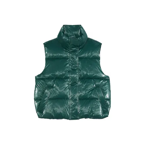 Victoria's Secret PINK High Shine Marshmallow Puffer Vest By PINK/DFB Vest Women's Deep Forest Gold Glitter