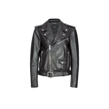 PINKO Zip Up Belted Biker Jacket