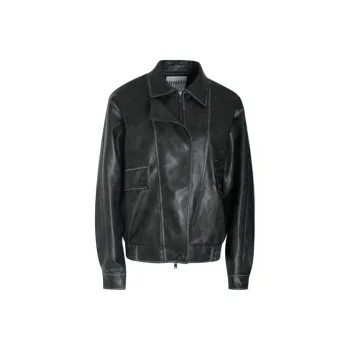 Little Pull Leather Jacket Women's Black