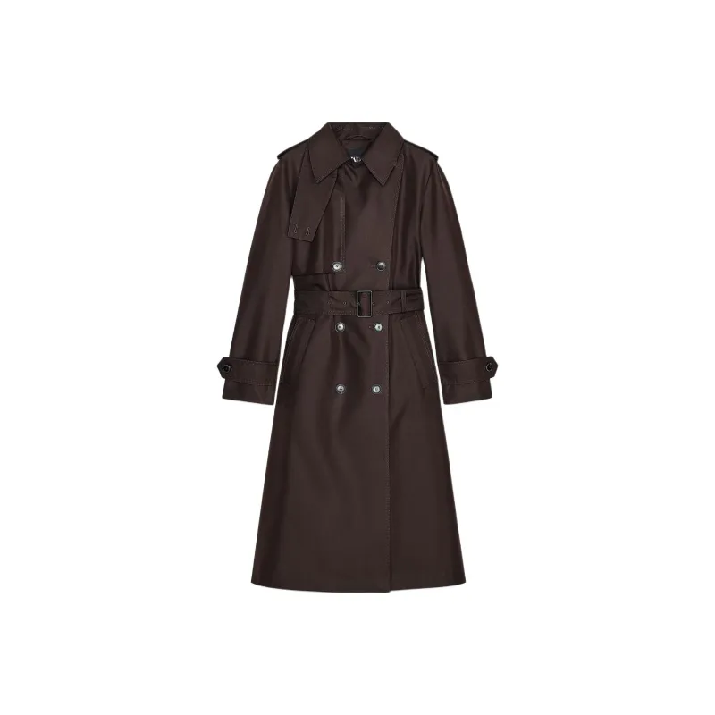 ZARA ZW Series Trench Coat Women's Chocolate-0