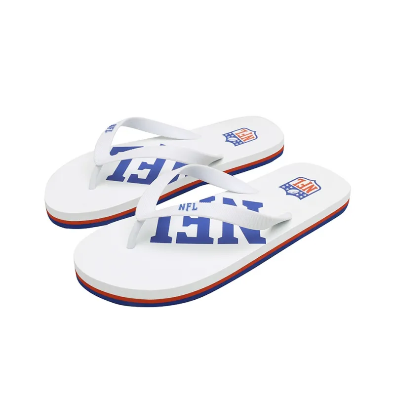 NFL Quiet Odor Resistant Abrasion Resistant Slip Resistant Flip Flops Men's White-1