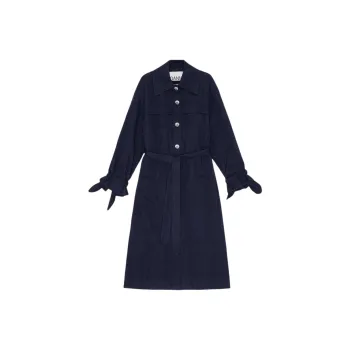 GANNI Trench Coats Women's Blue