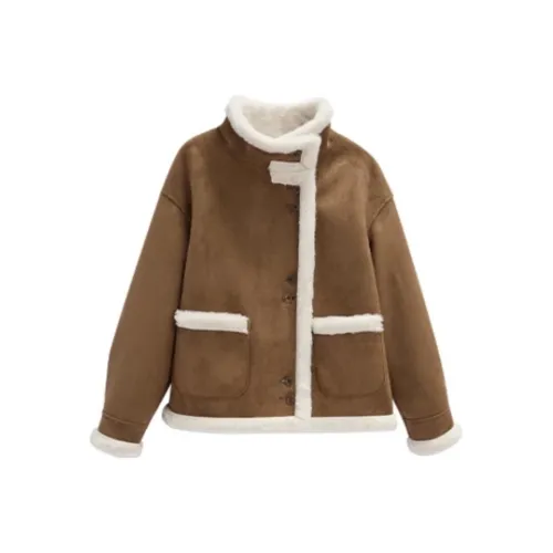 Love To Serve Velvet feel Coat Women's Brown