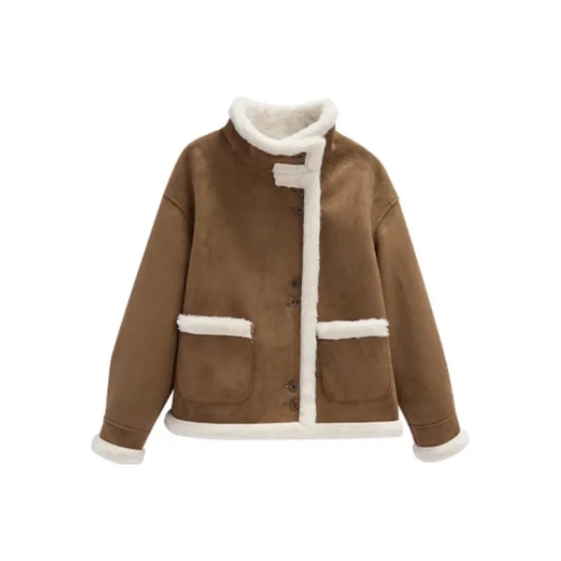 Love To Serve Velvet feel Coat Women's Brown-0