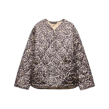 ZARA Puffer Jacket Women's Leopard Print