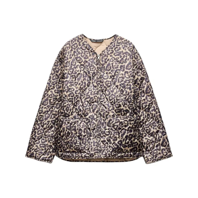 ZARA Puffer Jacket Women's Leopard Print-0