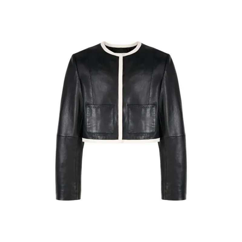 ZARA Leather Jacket Women's Black/Nude-0