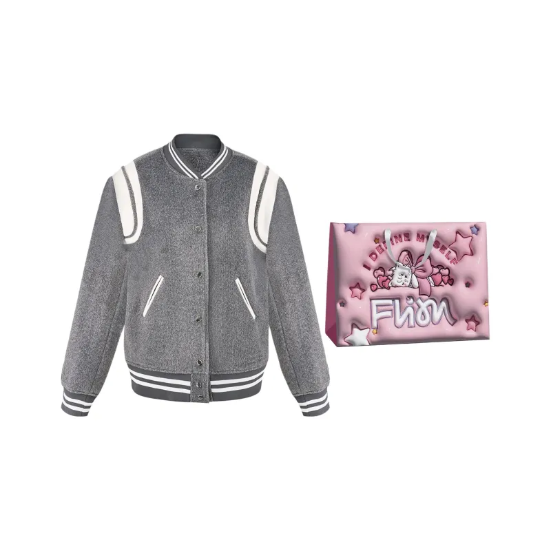Vine Color Baseball Jacket Women's Gray-7
