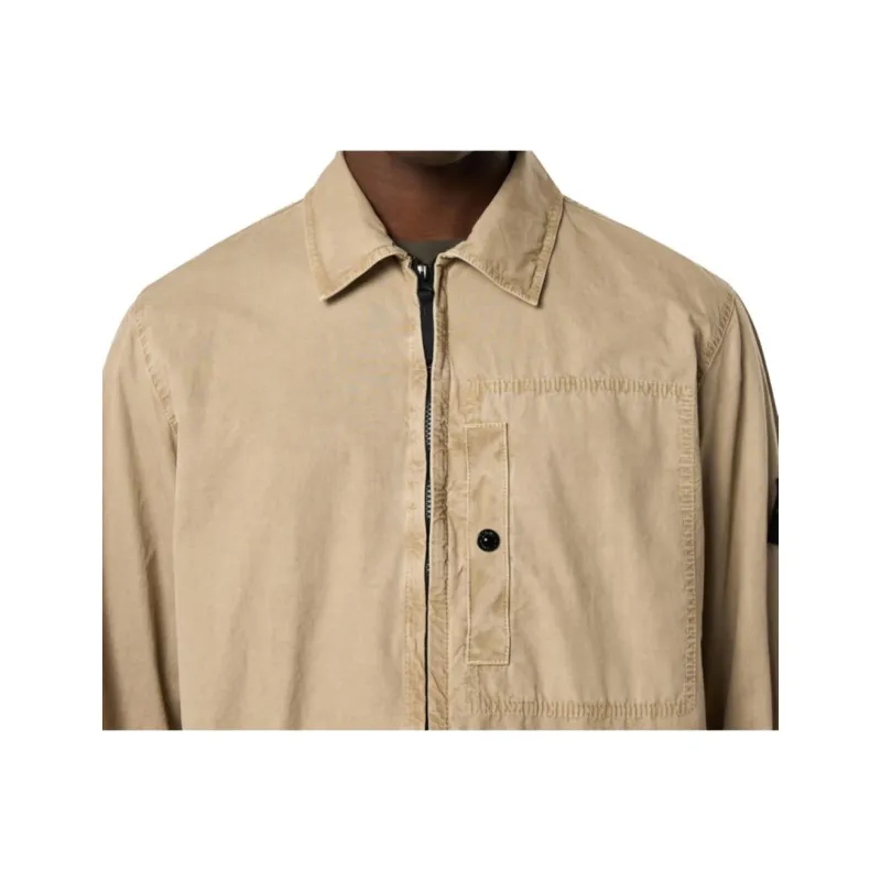STONE ISLAND Compass Patch Zip Up Shirt Jacket-3