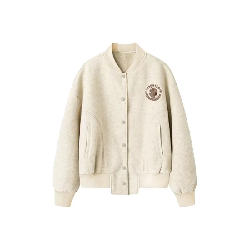 SECFLY OFFICIAL Baseball Jacket Women's Milk White-0