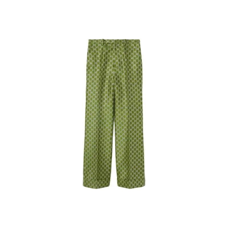 GUCCI Hose Aus Gg Lamé Und Wolle Casual Pants Women's Green-0