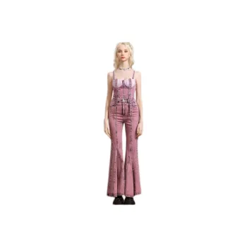 CHECOCRE Casual Pants Women's Pink Purple