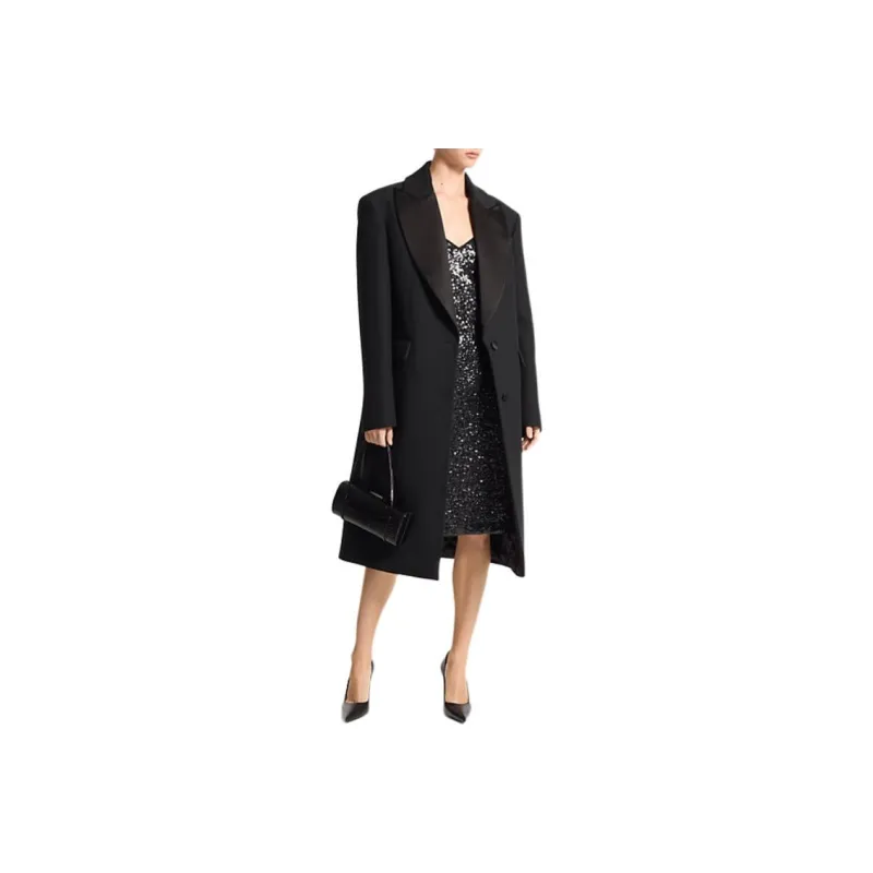 MICHAEL KORS Wool Gabardine And Satin Tuxedo Chesterfield Coat-0