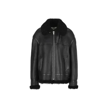 SAINT LAURENT Zip Up Drop Shoulder Aviator Jacket