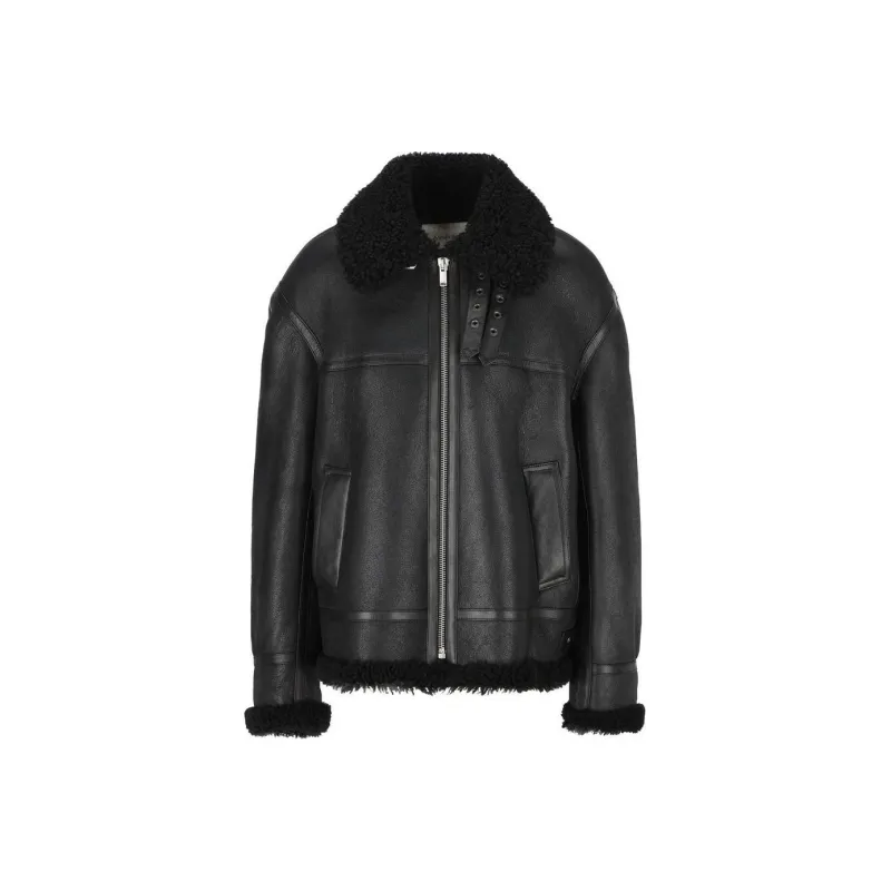 SAINT LAURENT Zip Up Drop Shoulder Aviator Jacket-0