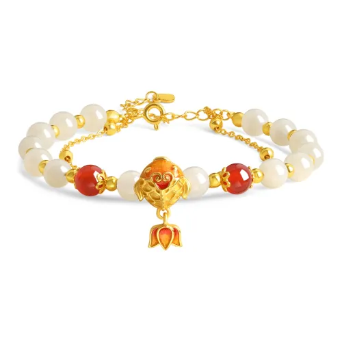 Lao Feng Xiang Hetian Jade Bracelets White Jade/Pale Greenish White Jade Women's