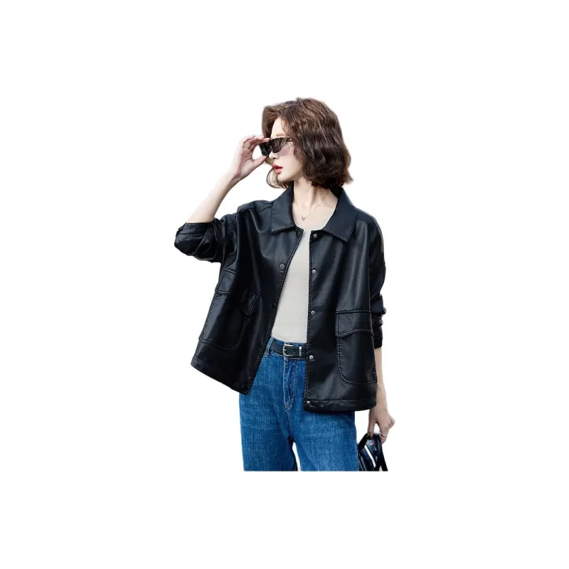 Yi Mengyuan Leather Jacket Women's-0