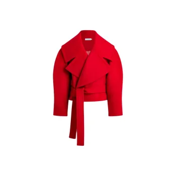 SCANLAN THEODORE Portrait Neck Cropped Coat Women's Red/Red