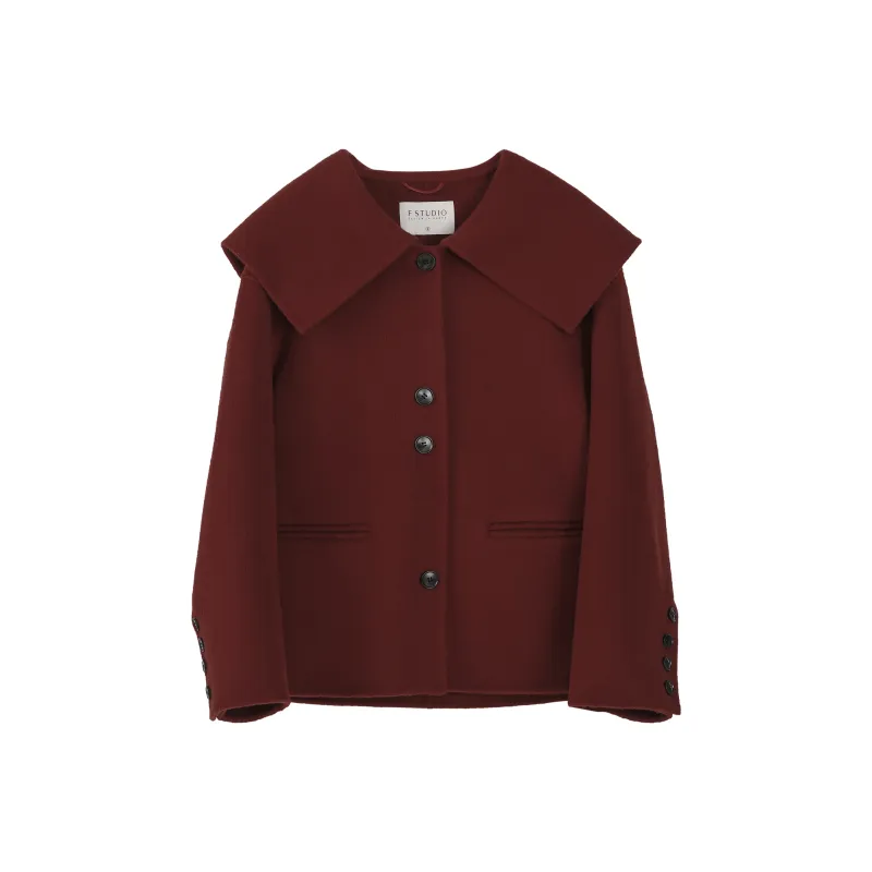 Fstudio Korean Style Languid Advanced Petite Wool Coat Women's Red-0