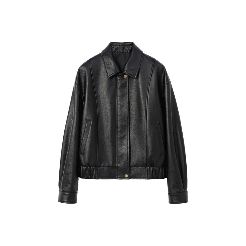 SINBOS Leather Jacket Women's Smoke Ink-0
