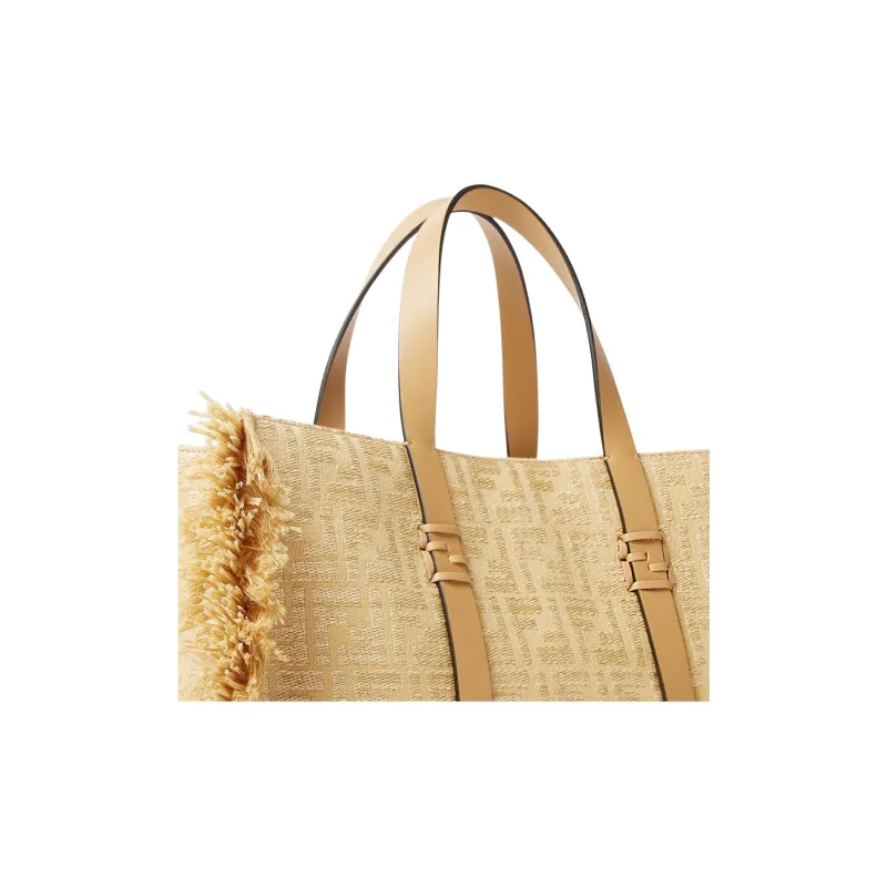 FENDI Viscose Tote Bag, Shopping Bag, Handbag Women's Beige-4