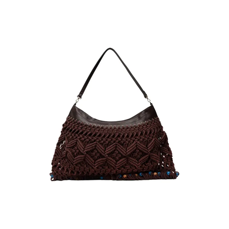 Patrizia Pepe Fabric Shoulder Bag Women's Brown-3