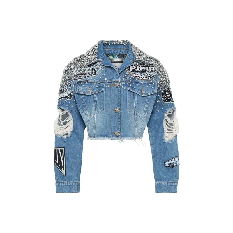 PHILIPP PLEIN Cropped Denim Jacket-0