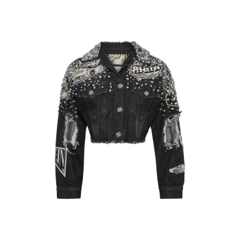 PHILIPP PLEIN Crystal embellished Denim Jacket