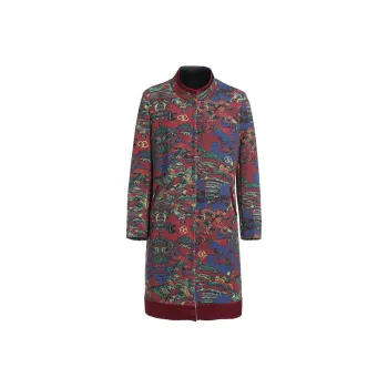 QIAOWANNI Coats Women's Cloud Dragon Twisted Weave